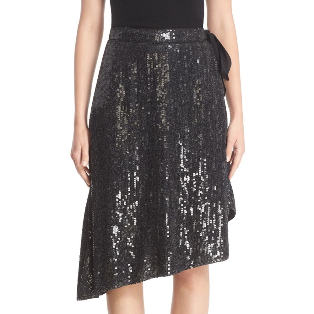 DVF Brenndah Asymmetrical Sequin Wrap Skirt, NWOT